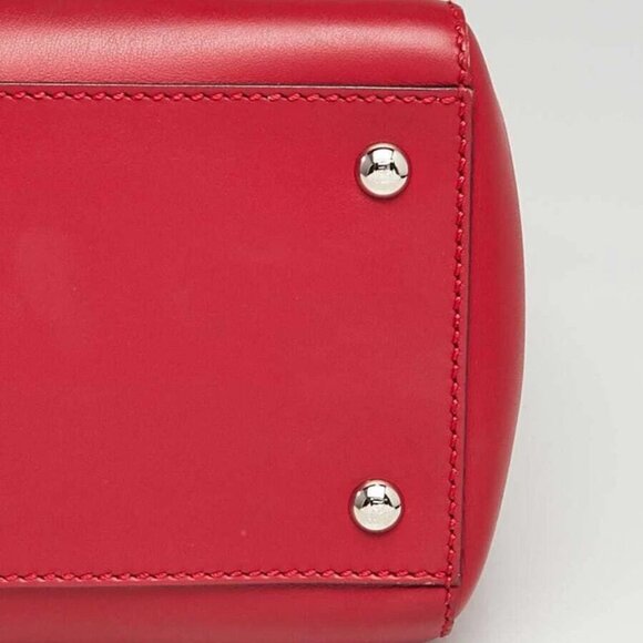 Fendi Red Smooth Calfskin Leather Dotcom Satchel Bag - Picture 4 of 12